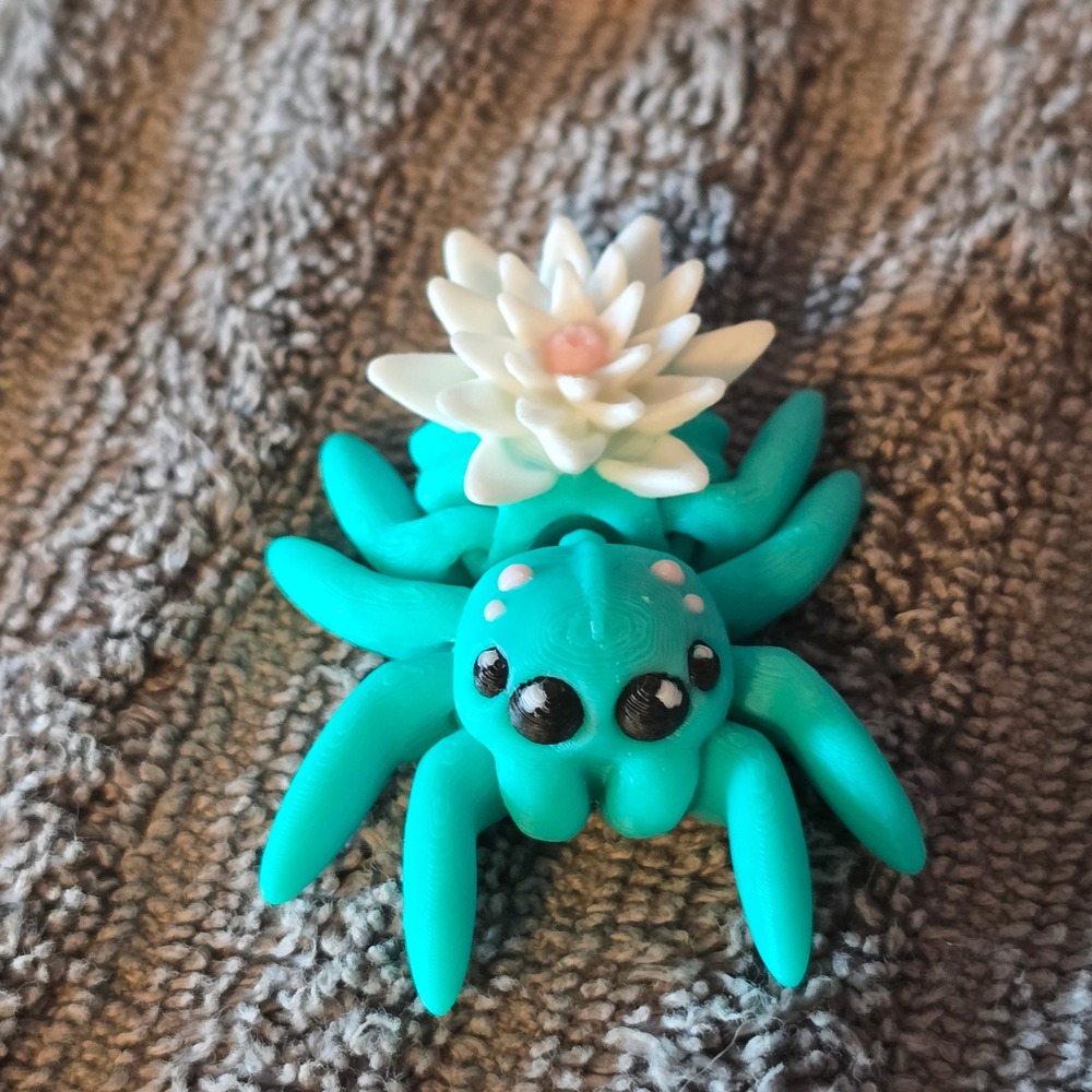 Water Lily Teal Spider Trinket Fidget Articulated Unisex OS 3D Printed